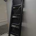 Step Ladder Foldable Folding Stool - for Home Adults Kitchen 4 Stepping Extension Tall Heavy Duty with Handrails - Closet Stepstool Stair Ladders Extendable Stepladder for Indoor House 600Lbs (Black and Red)