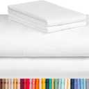LuxClub 4 PC Full Sheet Set, Deep Pockets Wrinkle Free Cooling Bed Sheets Hotel Bedding for Women, Men, Kids & Teens, Includes 1 Fitted Sheet, 1 Flat Sheet and 2 Pillowcases-Soft White