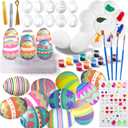 Klever Kits 24Pcs Easter Eggs Painting Kit Easter Egg Coloring Craft DIY Doodle for Kids with Stickers and Stencils for Theme Party, Creativity Activities, Decoration