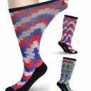 Diabetic Socks for Women & Men Extra Wide, Over The Calf Non Binding Lymphedema Neuropathy Swollen Feet for Women Men (Large, F-digital & Adventure-2pairs)