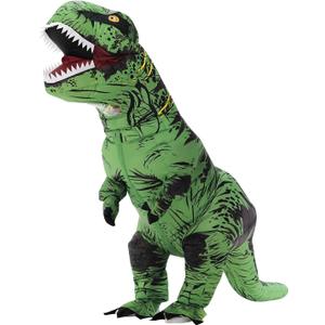 Inflatable Dinosaur Costume for Kids/Teens,Halloween Costumes T Rex Blow Up Costumes for Boys Girls,Cosplay(Green)