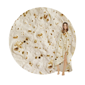 SeaRoomy Burritos Tortilla Throw Blanket, Tortilla Wrap Blanket, Novelty Funny Tortillas Round Blanket Giant Tortillas Round Soft Blankets for Adults and Kids (Beige, 60 inches)