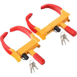 2PCS Trailer Wheel Lock | Universal Adjustable Trailer Wheel Lock Anti Theft with 6 Keys, Anti-Theft Protection for Cars, SUVs, RVs, ATVs, Motorcycles, Boats & Golf Carts (Red)