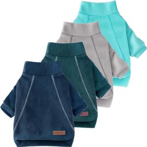 4 Pack Fleece Dog Sweater Clothes for Small Dogs Girls Boys Pullover Turtleneck Dog Sweatshirt Coat Winter Soft and Warm Pet Puppy Sweater Clothes for Cold Weather Spring Autumn Christmas, Size S