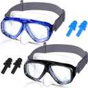 Flutesan 2 Pack Kids 6-14 Swim Goggles with Nose Cover Diving Mask Elastic Fabric Strap with Earplugs Swimming Goggle Waterproof Clear Snorkel Goggle