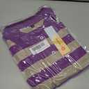 Womens Striped Polo T-Shirts Oversized Short Sleeve Top Cotton Color Block Loose Basic Tee Casual Tunics Summer Spring Tops (Purple, M)