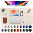 Aothia Faux Leather Desk Mat - Large Mouse Pad, Non-Slip PU Leather Blotter, Waterproof Writing Surface for Office and Home (Eggshell, 40" x 24")