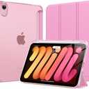 MoKo for iPad mini 7 A17 Pro Case 2024, iPad mini 6th Generation Case 8.3 Inch 2021 with Pencil Holder, Slim Light Trifold Smart Protective Cover with Hard PC Translucent Back Shell, Pink