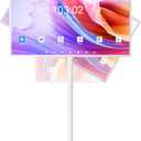 32-Inch Portable Touch Screen Monitor, 1080P Portable TV on Wheels with 13MP Integrated Camera, 6G RAM+128G Storage, Android OS, Built-in Battery(6-7H), Full Swivel Rotation, Voice Remote Control (Cream White)