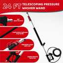 RIDGE WASHER 24 FT Telescoping Pressure Washer Wand, Power Washer Extension Wand with Brush, Telescopic Gutter Cleaner with 3 Stainless Steel Curve Wands, Adjustable Support Belt, 7 Nozzles, 4000 PSI