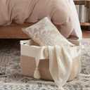 OIAHOMY Large Blanket Basket, 65L Cotton Rope Woven Laundry Basket, Toy Bin for Baby Room, Container for Blanket Storage in Living Room, 20''16''12'', Brown & White