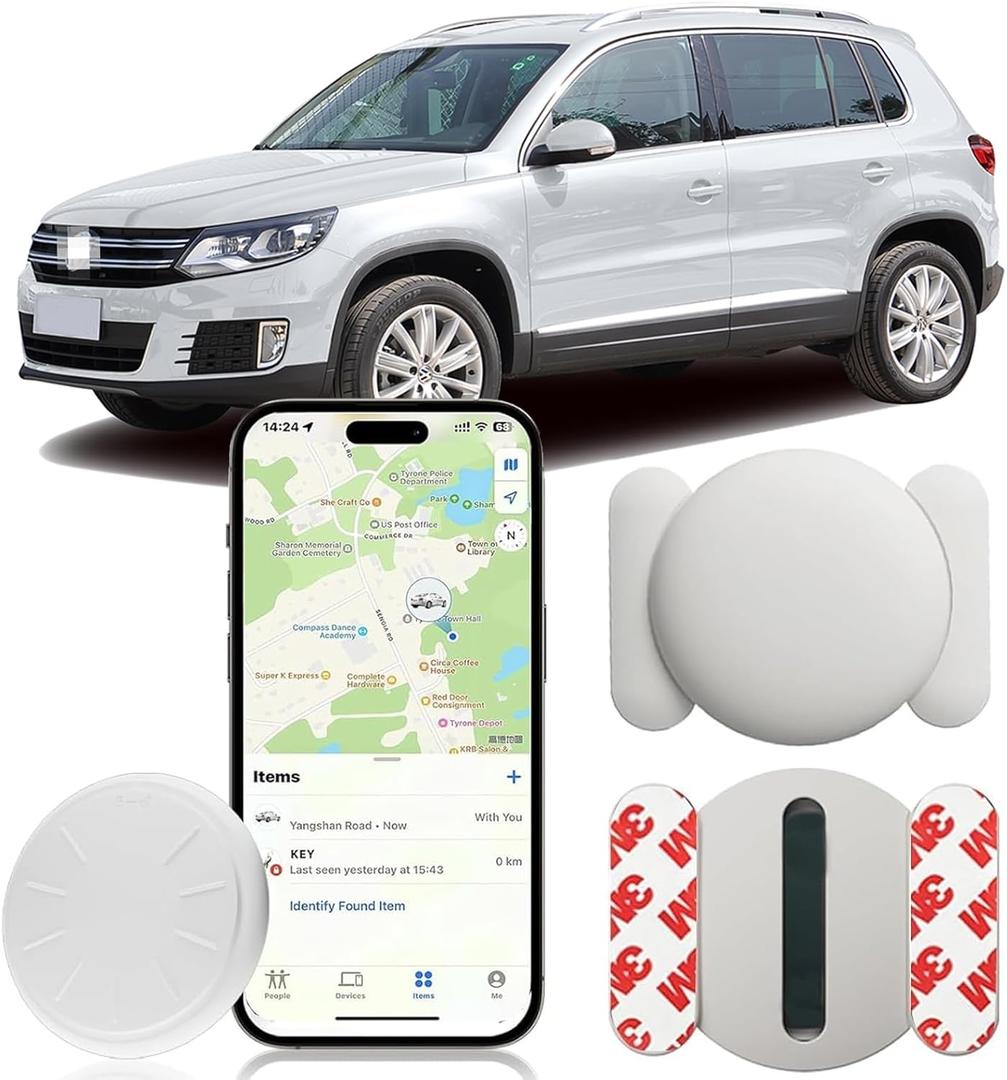 Mini GPS Tracker for Vehicles No Monthly Fee Magnetic GPS Tracker Full USA Coverage Hidden Car Locator Works with Apple Find My(iOS Only) with Magnetic Waterproof Case. (White)