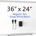 VUSIGN 36" x 24" Magnetic Whiteboard for Wall, Dry Erase Board with Silver Aluminum Frame, Hanging White Board for Office, Home, Classroom Includes 1 Eraser, 2 Multicolor Markers & 4 Magnets