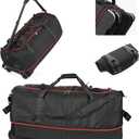 CONTAIL 32-Inch Rolling Duffle Bag, Expandable 110L-140L Capacity, Soft-Sided Foldable Design with Dual Wheels, No Traditional Telescoping Handle, for Travel, Business, Camping,Black-red