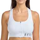 AEROPOSTALE Womens Performance Zip Up Sports Bra (Large, White Ribbed)