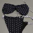 MakeMeChic Women's Polka Dots Bikini Set Tie Back Thong Summer Bathing Suit Swimsuit, Black, M