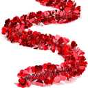 MTLEE 8 Pieces Valentine Tree Decorations Valentines Garland Shiny Heart Tinsel 6.56 Feet Each Metallic Tinsel Twist Garland for Mantle Tree Ornaments Wreath Wedding Party (Red)