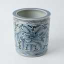 Antique Hand-Painted Flower and Bird Porcelain Pen Holder Old Style Ceramic Planter 9.7 Inch Large Plants Vase Blue & White Porcelain Silla Flower Plant Pots (Light Blue)