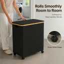 3-Section 160L rolling Laundry Hamper with Wheels and Lid,Black, Extra large, 
Product Dimensions	22.4"L x 14.6"W x 29.1"H