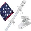 Flag Poles for Outside House with American Flag 3x5 - Flag Pole Kit includes 6ft Tangle Free House Flag Pole,Embroidered US Flag,Holder Bracket,Residential Flag Pole for House,Porch,Outdoor-White