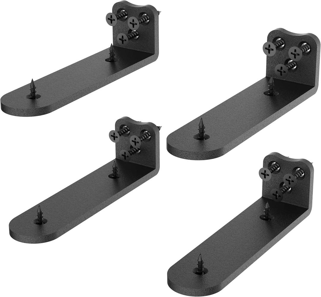 Floating Shelf Bracket, 12 Inch 4PACK Black Heavy Duty Shelf Bracket,Hidden Shelf Brackets 1/5 in Thick,L Brackets Support for Shelves,Suitable for Kitchen, Study Or DIY,Holds Over 160lb+