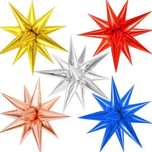 60 Pcs Star Balloons Explosion 12 Point Foil Cone Balloons Magic Balloon Large for Wedding Anniversary Backdrop Birthday Party Decorations Multicolor