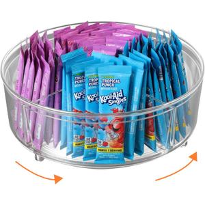 9.8" Lazy Susan Turntable Organizer, Clear Acrylic Spinning Shelf with Raised Edge - 360 Rotating for Fridge, Cabinet, Counter - Storage for Spices, Cosmetics, Food (4-Sections) (Medium)