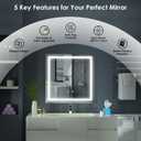 LED Lighted Bathroom Mirror with Anti-Fog, Square Wall Mounted Vanity Mirror with Smart Touch Button, Memory Function, Adjustable Warm White/Natural/Daylight Lights(24x24 inches)