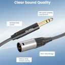 Tisino 1/4" to XLR Cable, 6.35mm TRS to XLR Male Nylon Braid Quarter inch TRS to XLR Male Balanced Interconnect Microphone Cord Patch Cable - 10ft