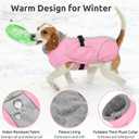 Queenmore Dog Jackets for Large Dogs, Fleece Dog Coats, Windproof Winter Large Breeds Jacket Winter, Reflective Pet Jackets, Pink, XXXL