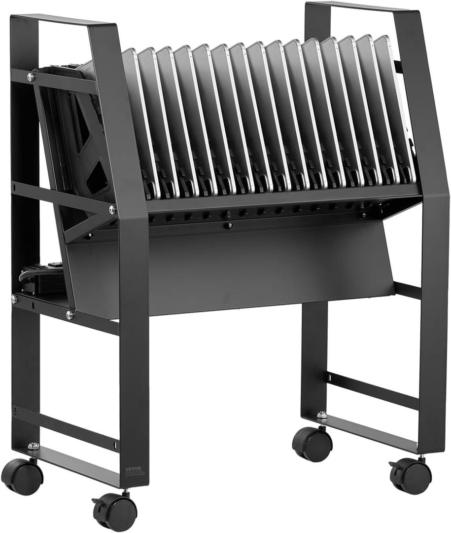 VEVOR Charging Cart, 16 Device Mobile Open Charging Station, Up to 15.6 in Screen Size, Office and Classroom Mobile Charging Cart, for Chromebook, Tablet and Laptop
