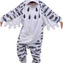 LorranTree Adult Onesie Snowy Owl Costume Animal Bird One Piece Pajamas Halloween Homewear Jumpsuit Women Unisex Sleepwear (Small)