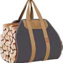 1MORE Firewood Carrier - Wood Carrier for Firewood,Log Carrier for Firewood Tote Bag, 40"X19" Canvas Firewood Carrier, Water Resistant Log Tote Wood Carrying Bag With Handles,Fireplace Tools. Grey