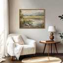 Floating Framed Canvas Wall Art, Vintage Mallard Duck Oil Paintings Print, Countryside Art Wildlife Nature Pond Wall Decor for Living Room, Bedroom, Office, Rustic Decor 16x24 inch (24L" x 16W")