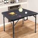 Byliable 34" Square Folding Card Table, Fold-in-Half Utility Dining Portable Table Heavy Duty HDPE Plastic Foldable with Carrying Handle Indoor Outdoor for Picnic, Camping, Party, Black