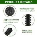 Mellewell #10 x 1-1/4" Hex Washer Head Self Drilling Screws, 410 Stainless Steel Self Tapping Sheet Metal Screws, Black Finish, 50 PCS