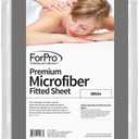 ForPro Professional Collection Premium Microfiber Fitted Sheet, Ultra-Light, Stain and Wrinkle-Resistant for Massage Tables, White, 36w x 77l x 7h