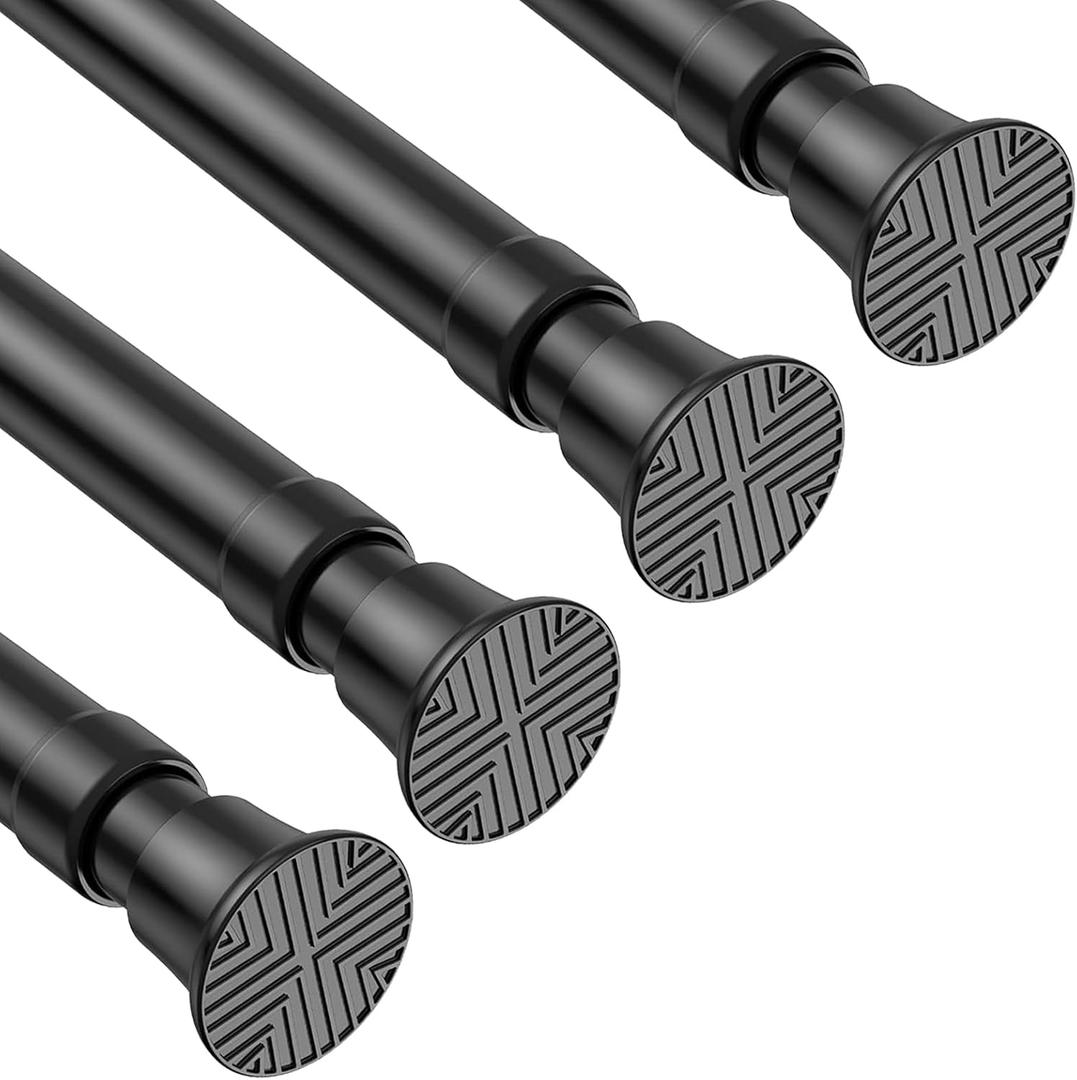 4Pack Spring Tension Curtain Rods 18 to 36 Inch,Black Small Tension Rod,Spring Curtain Rod No Drilling,Adjustable Short Curtain Rods for Window,Kitchen,Closet,Doorway