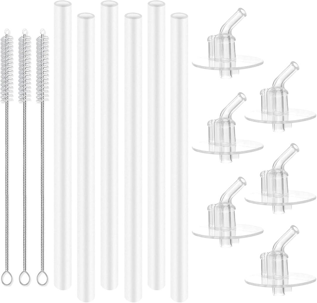 Marbe 6pack Replacement Straws for Thermos Funtainer Bottle, Straws Stem Set with Cleaning BrushesSafe to use for Adult/Children (6 Straws+3 Cleaning Brushes),White