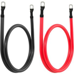 4 AWG Battery Cable 4AWG Gauge Battery Inverter Cables for Automotive Solar Marine Boat RV Car Motorcycle (4 AWG, 3FT, 3/8")