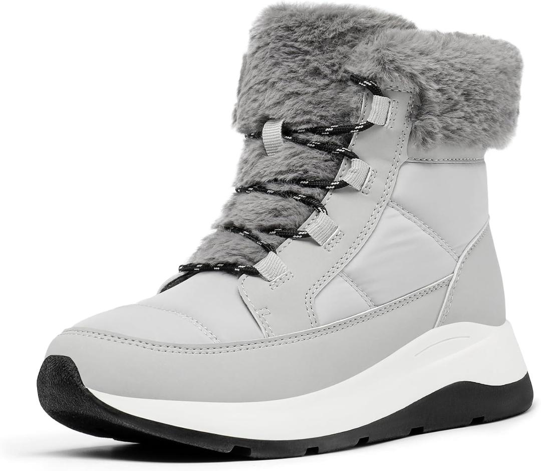 DREAM PAIRS Women's Winter Snow Boots, Faux Fur Waterproof Ankle Booties, Zaylee Ladies Comfortable Short Boots Outdoor, Size 7, Grey, SDSB2208W
