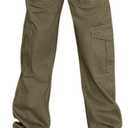 Lepunuo Cargo Pants for Women High Waisted Casual Pants Baggy Stretchy Wide Leg Y2K Streetwear with 6 Pockets (X-Large, Olive Green)