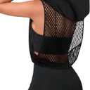 Remidoo Women Fishnet Open Back Sleeveless Hoodies Open Side Hooded Workout Crop Top Athletic Shirt Black X-Large (Black, XL)