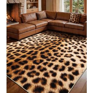 YIHOUSE 8‘x10' Washable Leopard Area Rug for Living Room