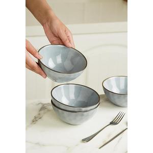 famiware Cereal Bowls Set of 6, Ocean Round 6" Soup Bowls, 23oz Rice Serving Bowl Oatmeal Bowls, Reactive Glaze Kitchen Bowl Set, Microwave and Dishwasher Safe, Scratch Resistant, Blue