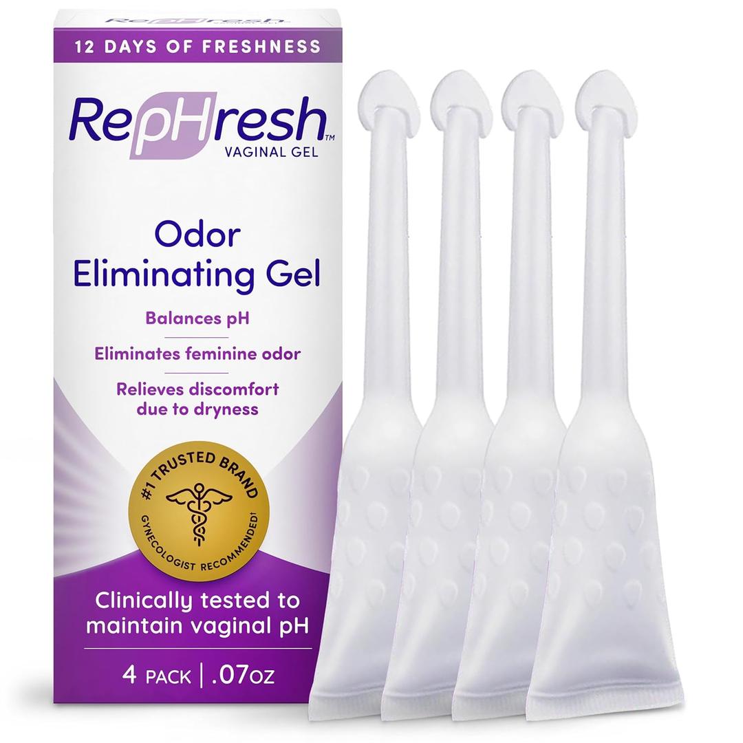RepHresh Odor Eliminating Vaginal Gel, Feminine Care pH Balance for Women, 4 Count (0.7oz)