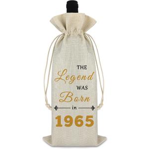 60th Birthday Gifts for Her Him Wine Bag 60 Year Old Birthday Party Decors Wine Gift Bag Happy 60th Birthday Gift for Women Men Turning 60 Gift for Mom Wife Friends Burlap Wine Bag Turning 60 Gift