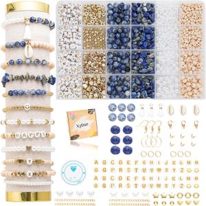 Xylise Jewelry Making Supplies Kit Natural Stone Beads for Irregular Natural Stone with for DIY Craft Bracelet Necklace Earrings for Adults(Blue dot Color), small