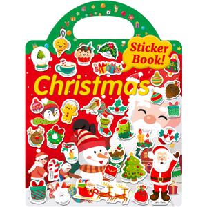 Benresive Reusable Sticker Book for Toddlers 2-4 Years, Fun Travel Stickers for Kids, Waterproof Sticker Books for Toddlers 1-3, Crafts Activities for Toddler 1-3 2-4 3-5 - Christmas
