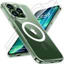 TAURI 3 in 1 for iPhone 13 Pro Case [Compatible with Magsafe], with 2X Screen Protector, 12 FT Drop Protection, Shockproof Magnetic Case for iPhone 13 Pro Phone Case - Clear
